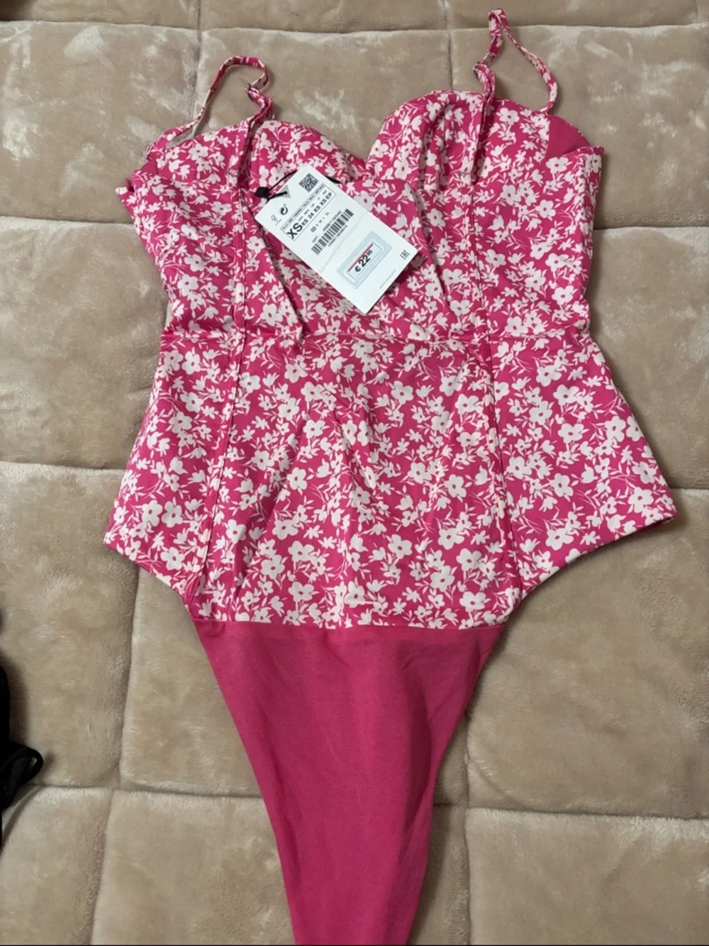 Zara Pink & White Floral One-Piece Bodysuit